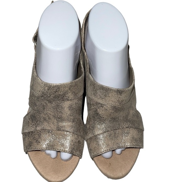 Clarks Collection Women Sandals Size 9M Metallic Slip On Cork Wedge Platform - Picture 3 of 14